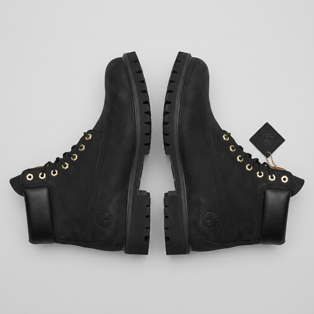 Timbos Style Urban Leather Boots "Black Chamoisette"
