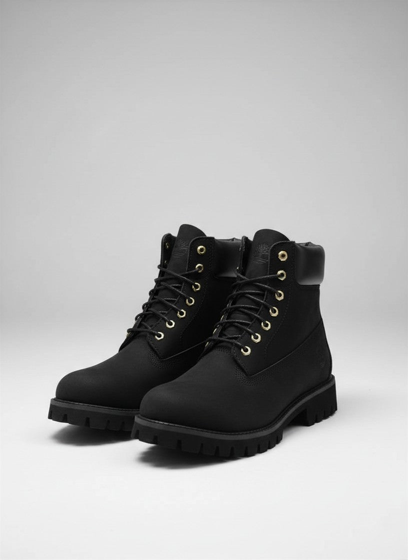 Timbos Style Urban Leather Boots "Black Chamoisette"